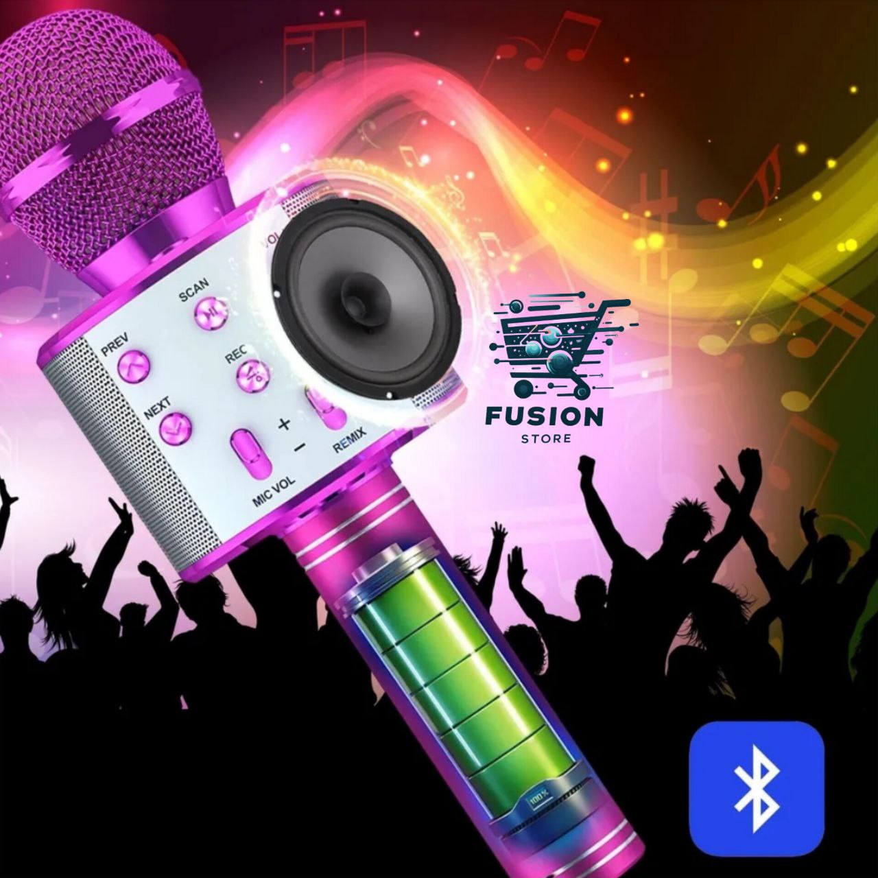 Micrófono Karaoke Bluetooth Niños Fucsia
