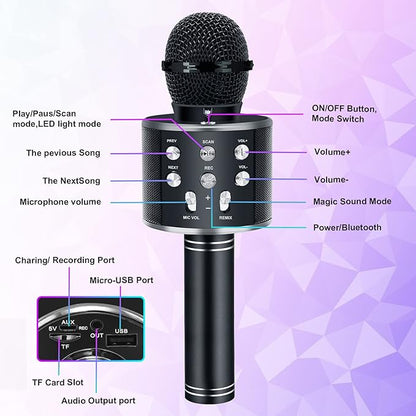Micrófono Karaoke Bluetooth Niños Negro