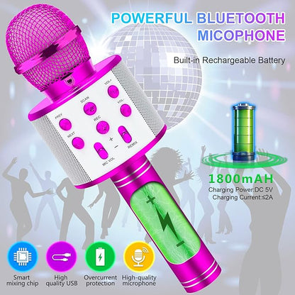 Micrófono Karaoke Bluetooth Niños Fucsia