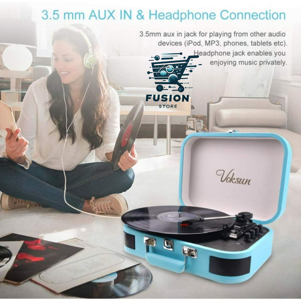 Tocadiscos Vintage Bluethooth USB Aux