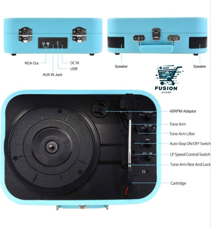 Tocadiscos Vintage Bluethooth USB Aux