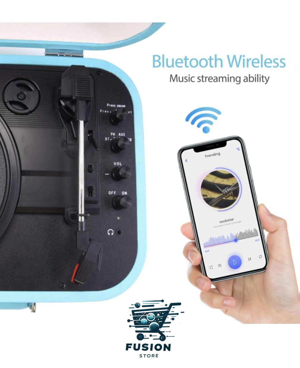 Tocadiscos Vintage Bluethooth USB Aux